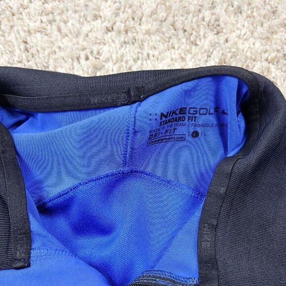 Nike Golf Pullover Mens Large Blue Black Dri Fit Standard Fit Dole Logo - Picture 2 of 8